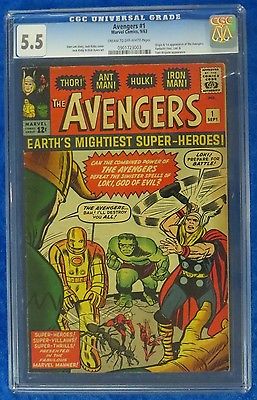 AVENGERS 1 CGC 55 1ST Appearance  ORIGIN Capt America Iron Man Hulk Thor Loki