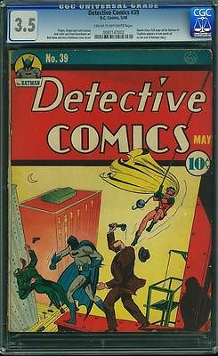 Detective Comics 39 CGC 35 Batman  2nd app of Robin RARE 1940