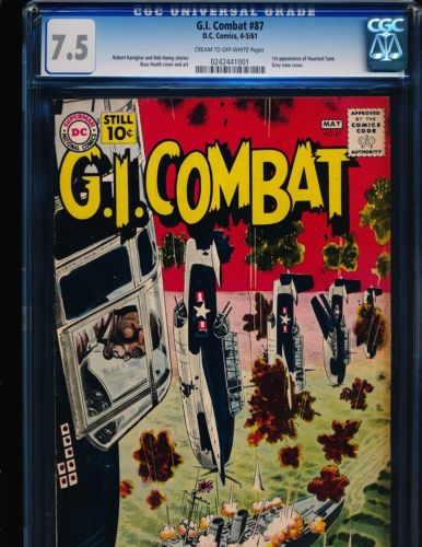 GI Combat  87  1st Haunted Tank CGC 75 CREAMOW Pgs