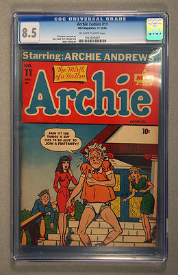 ARCHIE COMICS11 CGC 85 HIGHEST GRADEDOWWHITE PAGES