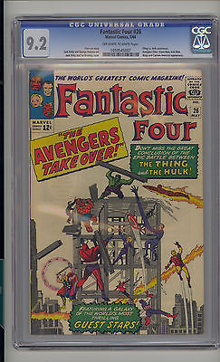 Fantastic Four 26 CGC 92 NM Unrestored Thing vs Hulk Avengers app OWW Pages