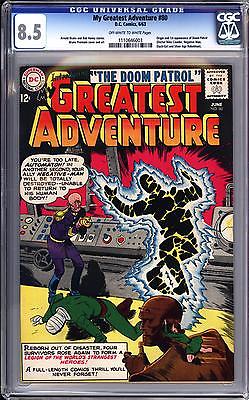MY GREATEST ADVENTURE 80 CGC 85  OW WHITE PAGES  1ST DOOM PATROL