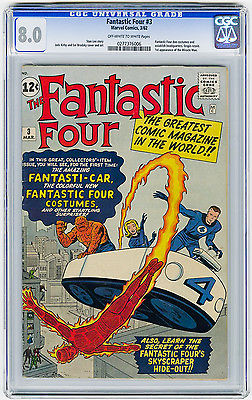 Fantastic Four 3 CGC 80 OWW Origin 1st app in New Costumes Kirby Lee Marvel