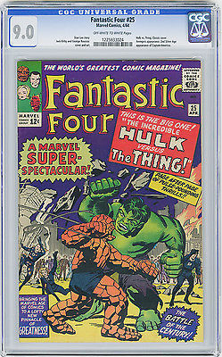 Fantastic Four 25 CGC 90 OWWHITE Hulk vs Thing Classic Cover Kirby Marvel