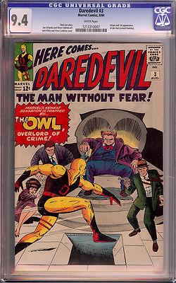 DAREDEVIL 3 864 CGC 94 WHITE PAGES  ORIGIN  1st APPEARANCE OF THE OWL