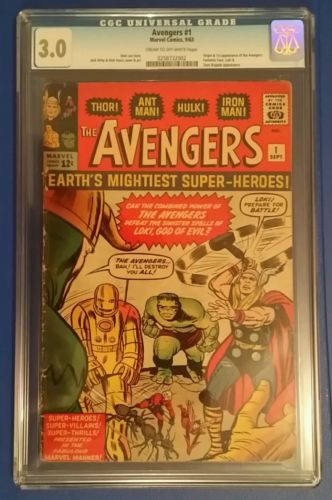 Avengers 1   CGC 30  Marvel 1963  1st Avengers  CROW Pages Key Issue
