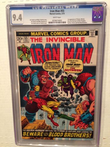 IRON MAN 55 CGC 94 White Pages 1s appearance THANOS key issue Marvel