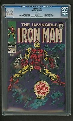 Iron Man 1 CGC 92 White Pages 51968 Silver Age Marvel Comics id 14297