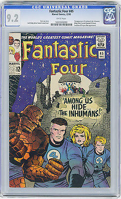 Fantastic Four 45 CGC 92 WHITE KEY 1st app Inhumans HOT MOVIE Marvel Silver