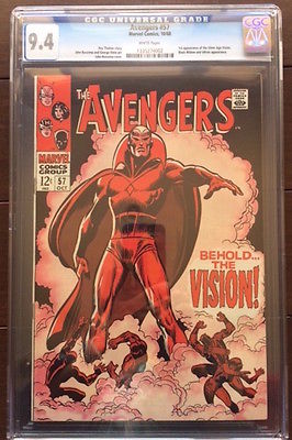 The AVENGERS 57 comicfrom 19681st VISIONtop 5 CGC graded copies in NM 94