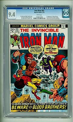 IRON MAN 55 CGC 94 FIRST THANOS WHITE PAGES 1973