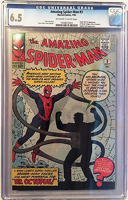 AMAZING SPIDERMAN 3 CGC 65 OWWhite Pages FIRST DOCTOR OCTOPUS 1963