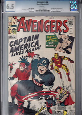 Avengers 4  Marvel  March 1964  CGC 65   1st Silver Age Captain America