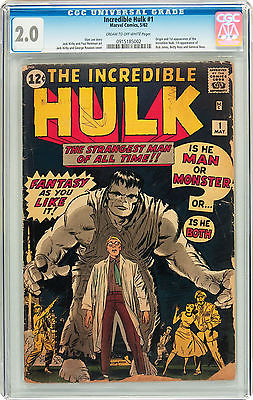 INCREDIBLE HULK 1 CGC 20 BLUE LABEL ORIGINAL COMIC BOOK