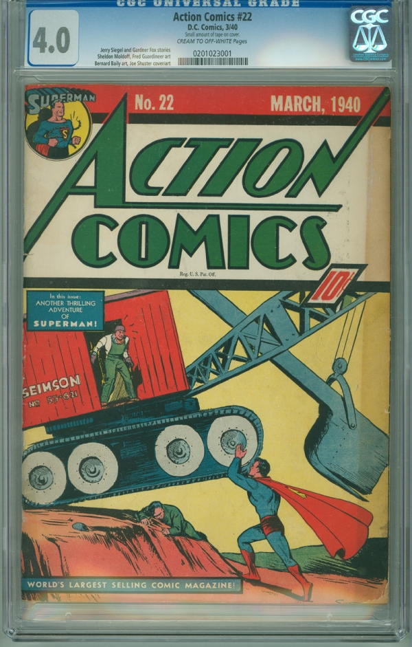 Action Comics 22 CGC 40 VG DC 1940 Superman 