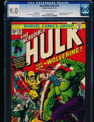 Incredible Hulk  181  1st full Wolverine CGC 90 OWWHITE Pgs