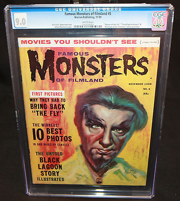 Famous Monsters of Filmland 5  Tied for the 4th Highest Grade  CGC 90  1959