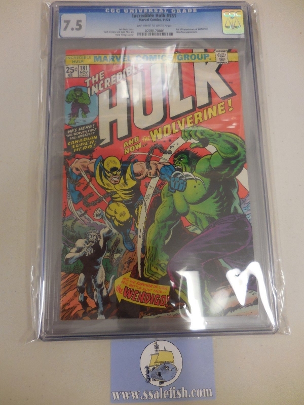 The Incredible Hulk 181 CGC 75 first Wolverine appearance ever Bronze Age Key