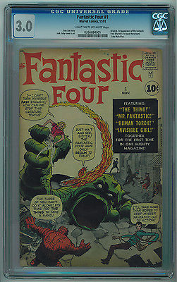 FANTASTIC FOUR 1 CGC 30 KIRBY ART 1ST FF LIGHT TAN TO OFFWHITE PAGES SILVER A