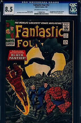 FANTASTIC FOUR 52 CGC 85 OWW First Black Panther Marvel