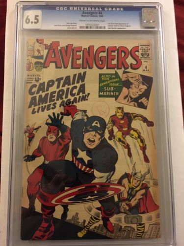 Marvel Avengers 4 CGC 65 Fine1st Silver Age Captain America Not CBCS