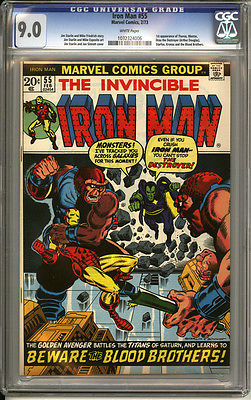 IRON MAN 55 CGC 90 WHITE PAGES DRAX  THANOS 1ST APPEARANCE