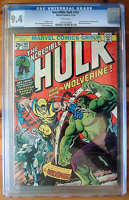 The Incredible Hulk 181  1st Full App of Wolverine CGC 94  WHITE PAGES 