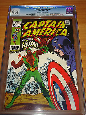 CAPTAIN AMERICA 117  CGC 94 NM 1st App of the Falcon and Redwing  OWW Pgs