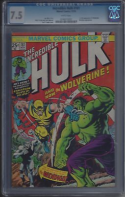 INCREDIBLE HULK 181 CGC 75 VF White Pages WP 1st Appearance Wolverine Bronze 