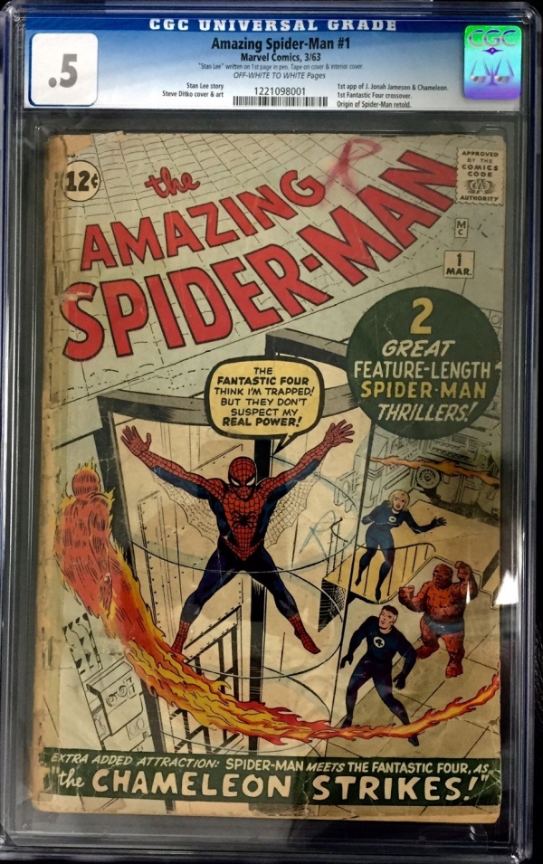 AMAZING SPIDERMAN 1 CGC 5 1963 1ST JONAH JAMESON CHAMELEON FANTASTIC FOUR NR