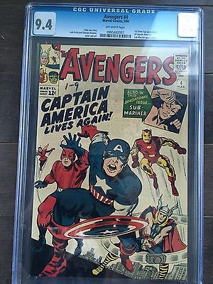 Avengers  4 CGC 94 1st Silver Age app of Captain America NO RESERVE LK