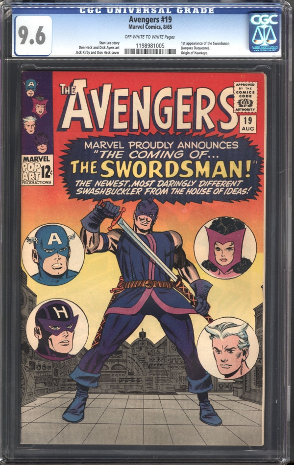 Avengers 19 CGC 96 OWW Pages  Looks Nicer  Key  Origin of Hawkeye