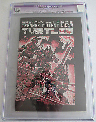 Teenage Mutant Ninja Turtles 1 CGC 80 White Pages Signed W Sketches 1st Print