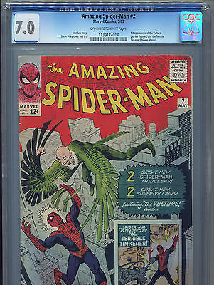 1963 THE AMAZING SPIDERMAN 2 1ST APPEARANCE ADRIAN TOMBS VULTURE CGC 70 OWW