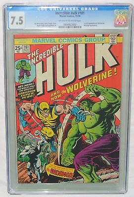 Incredible Hulk 181 CGC 75 OWWP Wolverine 1st Full App No Reserve Avengers