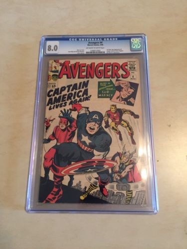 AVENGERS 4  CGC 80  FIRST CAPTAIN AMERICA  CLASSIC KEY 