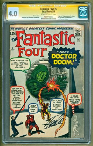 Fantastic Four 5 1962 Marvel 1st appearance Dr Doom SIGNED Stan Lee CGC 40