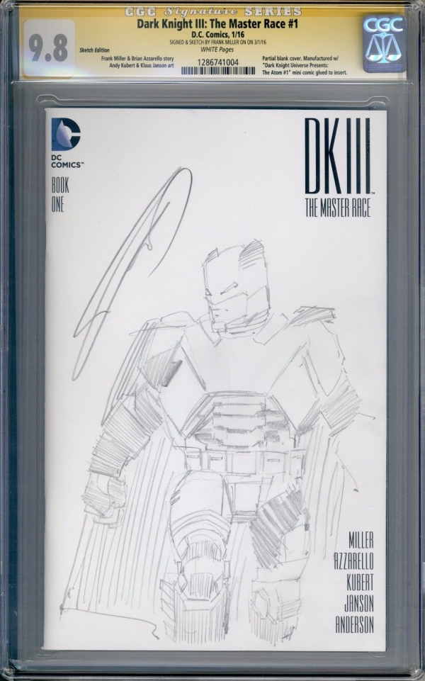 Dark Knight III 1 CGC SS 98 Sketched Frank Miller Full Figure Sketch Batman