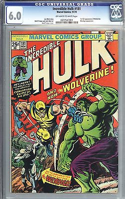 Incredible Hulk 181 Vol 1 CGC 60 Beautiful Unrestored 1st App of Wolverine