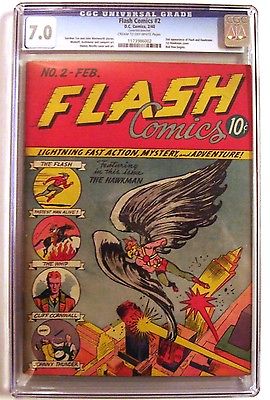 DC Comics  CGC 70 Flash Comics 2  2nd appearances of Flash  Hawkman 