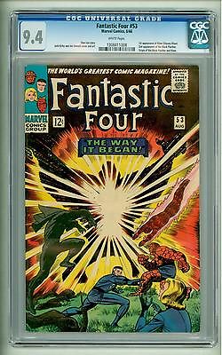 FANTASTIC FOUR 53 CGC 94 WHITE PAGES 2ND BLACK PANTHER ORIGIN FIRST KLAW