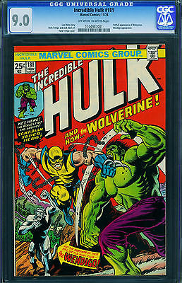 INCREDIBLE HULK 181 1974  CGC GRADED 90  1st WOLVERINEBRONZE KEY