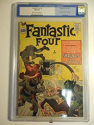 FANTASTIC FOUR 2 CGC FN 60 MARVEL COMICS 1962 FIRST SKRULLS