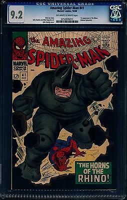 AMAZING SPIDER MAN 41 CGC 92 OffWHITE TO WHITE PAGES  1966  1st Rhino
