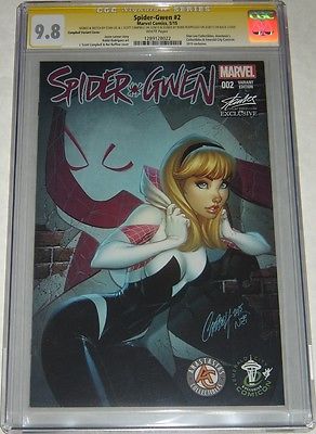 Spider Gwen 2 Color Signed  Sketched by both Stan Lee  Campbell SS CGC 98