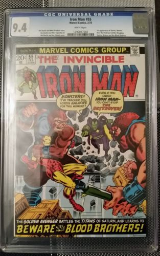 Iron Man 55 Marvel 1973 CGC NM 94 White pages First appearances of Thanos