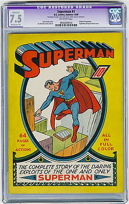 Superman 1 CGC 75 MEGA KEY Iconic Cover Origin Shuster Siegel DC Golden Age