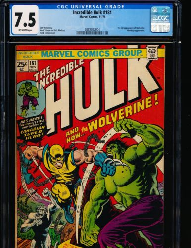 Incredible Hulk  181  1st full Wolverine CGC 75 OFFWHITE Pgs