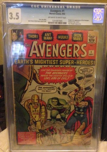 CGC 35 Avengers 1 OWW Stan Lee Jack Kirby Marvel Comics Loki FF4 Hulk Thor