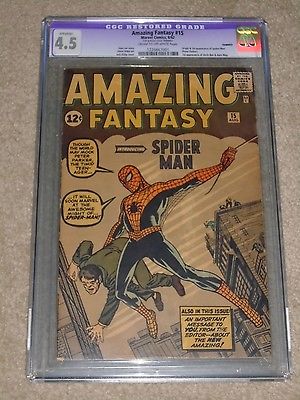 MARVEL AMAZING FANTASY 15 KEY 1ST SPIDERMAN CGC 45 R COW PAGES HOLY GRAIL